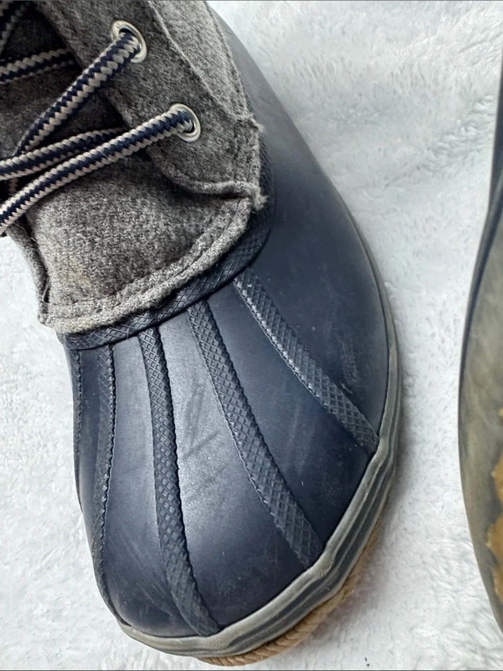 Sperry Kids Navy Rubber & Gray Wool-Look Duck Boots